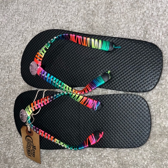 Other - Neon Stripes- custom made Flip Flops with Black Soles